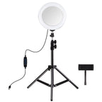 7.9 Mirror Light with Tripod & Usb 3 Modes Dual Colour Curved Ring Light for Vlogging Selfie Photography Video Phone Clamp - Black