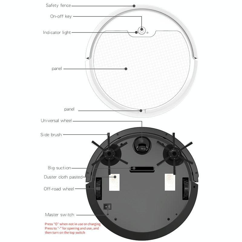Smart Path-charging Sweeping Robot for Household - Black