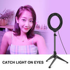 6.2 Usb Led Ring Light with 10 Modes & Desktop Tripod Mount - Black