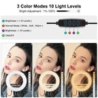 Usb 3 Modes Dimmable Led Ring Light & Pocket Tripod Kit with Cold Shoe Ball Head - 4.7 Inch Diameter