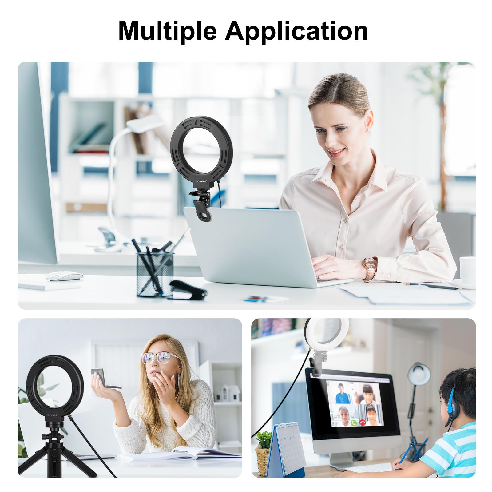 6.2 Dual-colour Ring Light with Usb 3 Modes Monitor Clip - Black