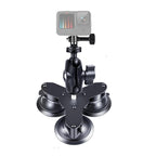Triangle Suction Cup Mount for Gopro with Tripod Adapter and Phone Clamp