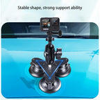 Triangle Suction Cup Mount for Gopro with Tripod Adapter and Phone Clamp