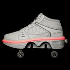 Versatile Double Row Rune Roller Skates - Size 41 - High-Top With Light (White)