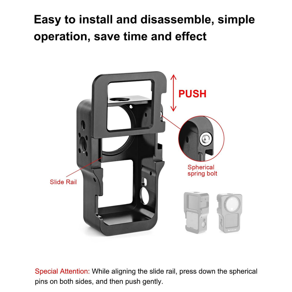 Aluminum Cage for Dji Action 2 - Cnc Alloy - Black