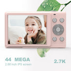 Full Hd 1080p Digital Camera with 44mp 16x Zoom - 2.4 Inch Screen for Children - Black