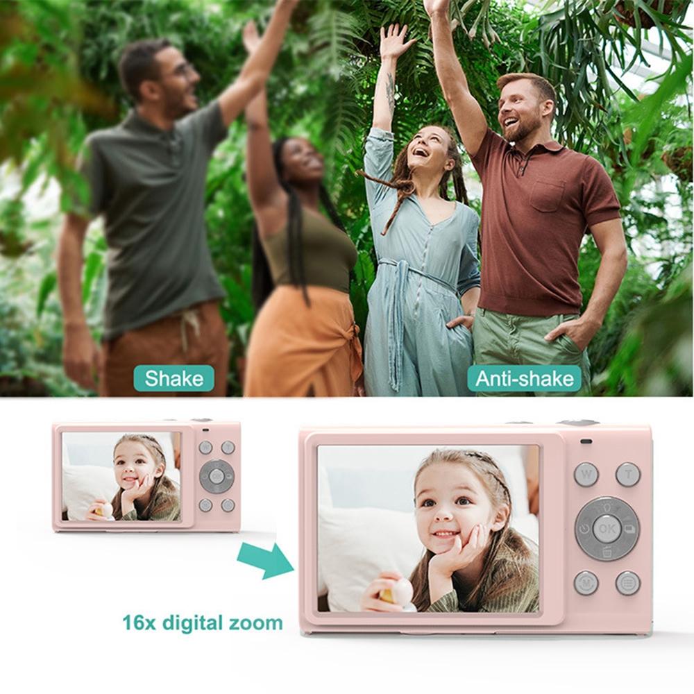 Full Hd 1080p Digital Camera with 44mp 16x Zoom - 2.4 Inch Screen for Children - Black