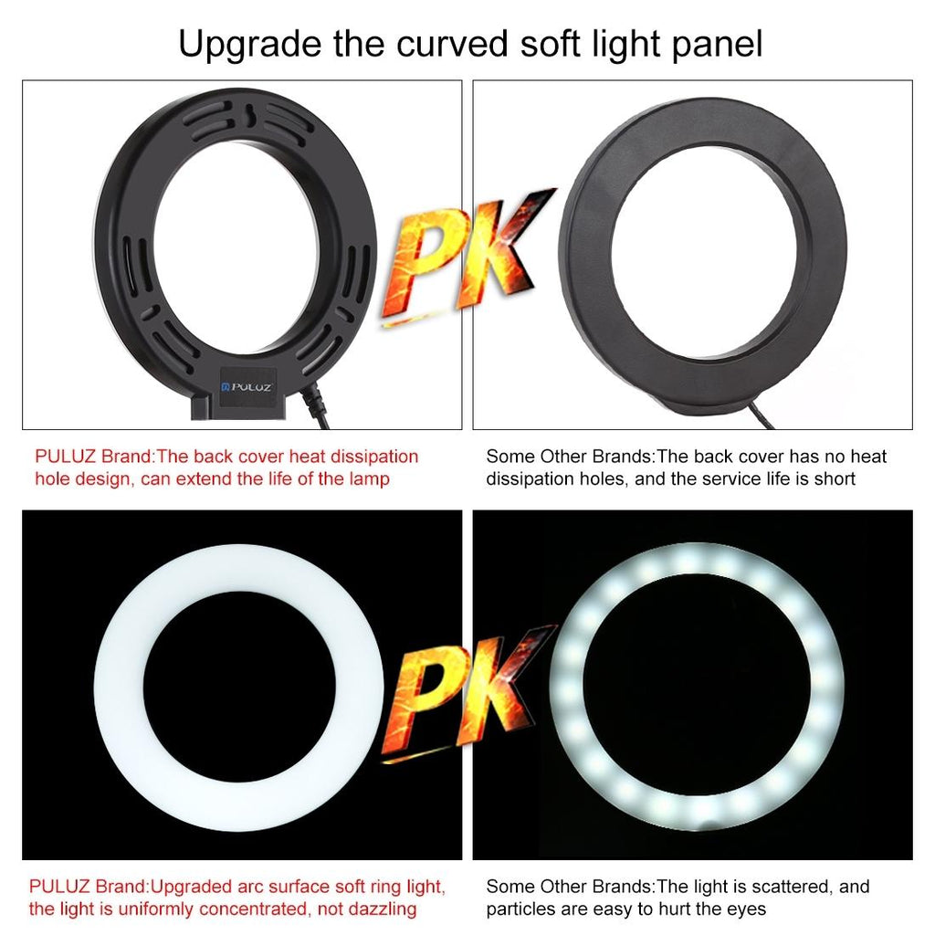 10 Mode Usb Led Ring Light with Tripod Mount and Cold Shoe Ball Head - 4.7 Inch Diameter