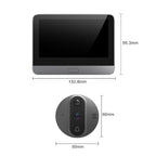 Smart Wifi Video Doorbell - 4.3 Inch Visual Peephole - Black