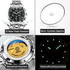 Waterproof Luminous Mechanical Watch for Men - 8750 - Silver White