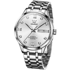 Waterproof Quartz Watch with Diamond Roman Scale for Men - Black + Silver