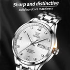 Waterproof Quartz Watch with Diamond Roman Scale for Men - Black + Silver