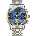 Waterproof Automatic Mechanical Watch for Men with Multi-function Flywheel - Silver Gold Blue
