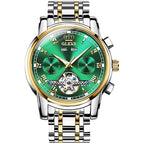 Waterproof Automatic Mechanical Watch for Men with Multi-function Flywheel - Silver Gold Blue