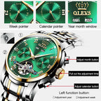 Waterproof Automatic Mechanical Watch for Men with Multi-function Flywheel - Silver Gold Blue