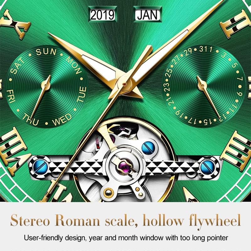 Waterproof Automatic Mechanical Watch for Men with Multi-function Flywheel - Silver Gold Blue