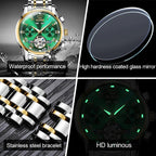 Waterproof Automatic Mechanical Watch for Men with Multi-function Flywheel - Silver Gold Blue
