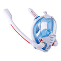 Full Dry Silicone Diving Mask for Adults - Double Tube - White/Blue