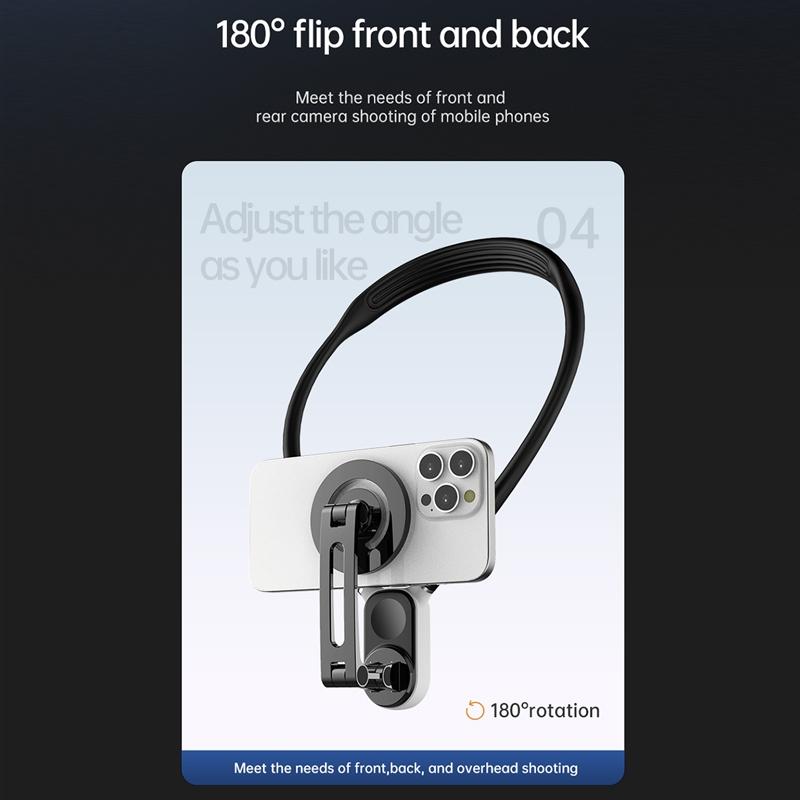Versatile Magnetic Neck Holder for Phones and Action Cameras - Star Light Color