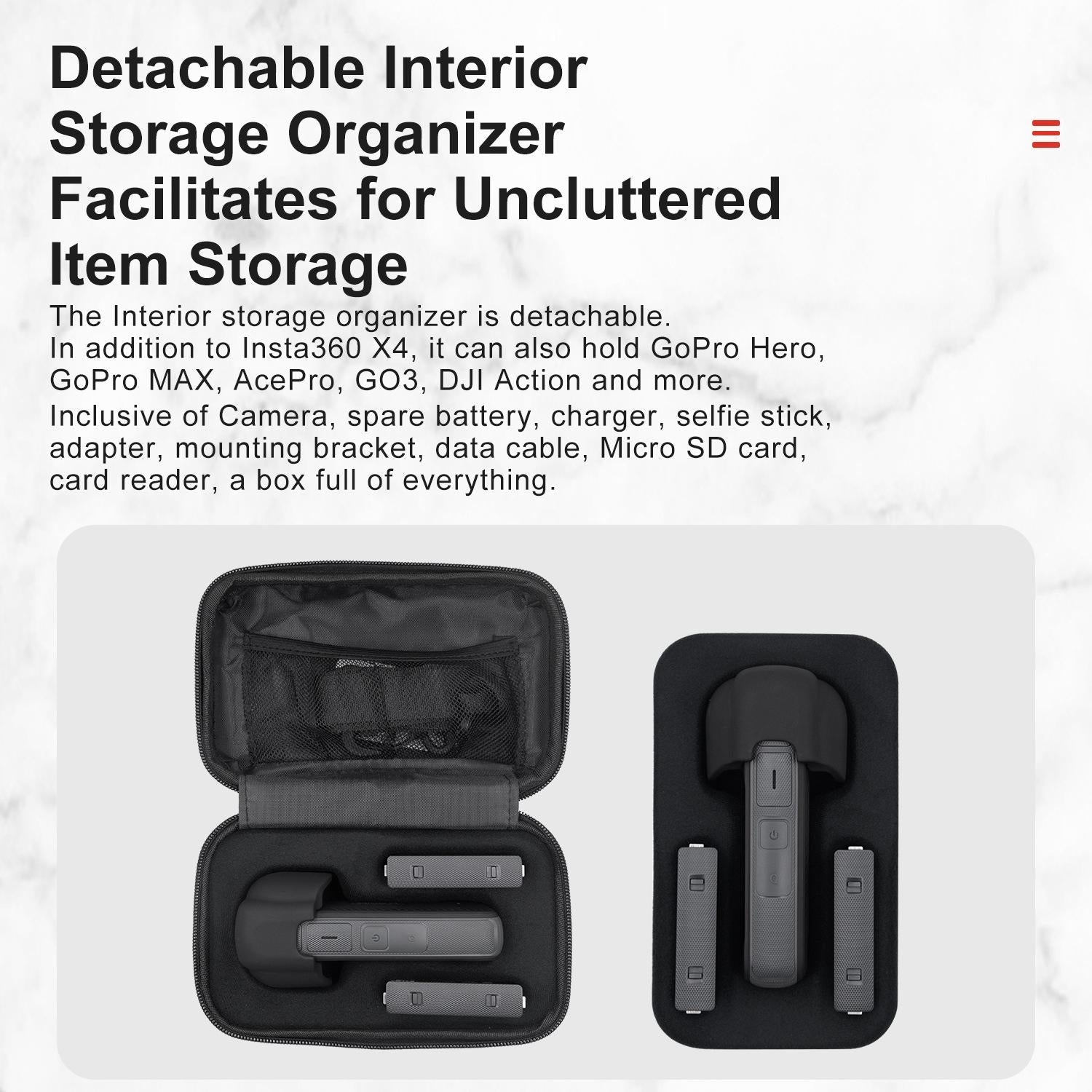 Hard Shell Storage Bag for Insta360 X4 Camera - White