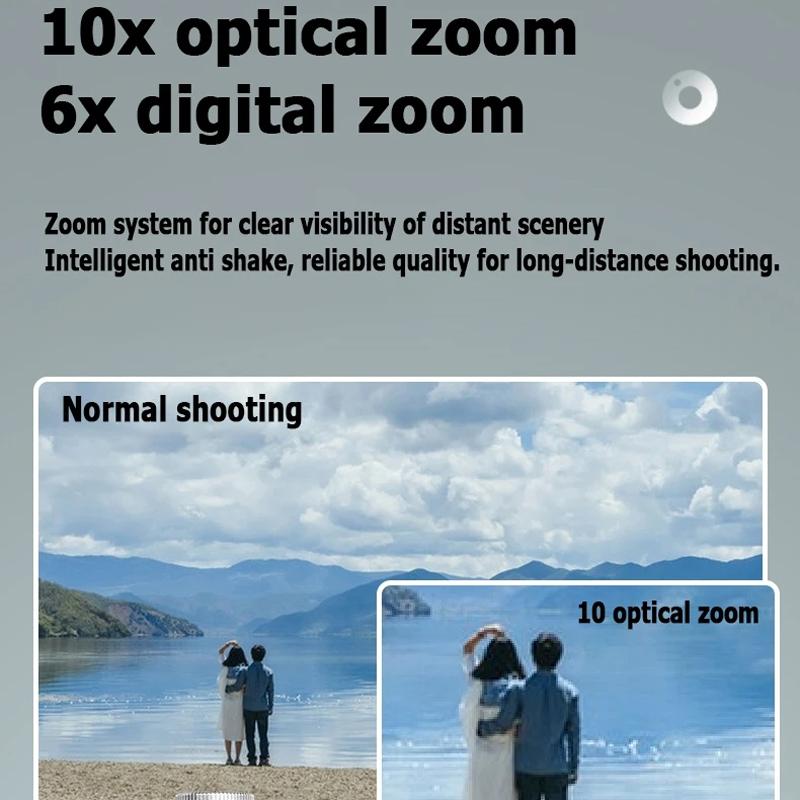 4K Hd Optical Zoom Digital Camera 60Mp Dual Screen Selfie Camera No Memory - Silver