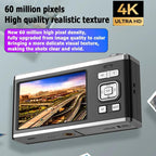 4K Hd Optical Zoom Digital Camera 60Mp Dual Screen Selfie Camera No Memory - Silver