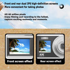 4K Hd Optical Zoom Digital Camera 60Mp Dual Screen Selfie Camera No Memory - Silver
