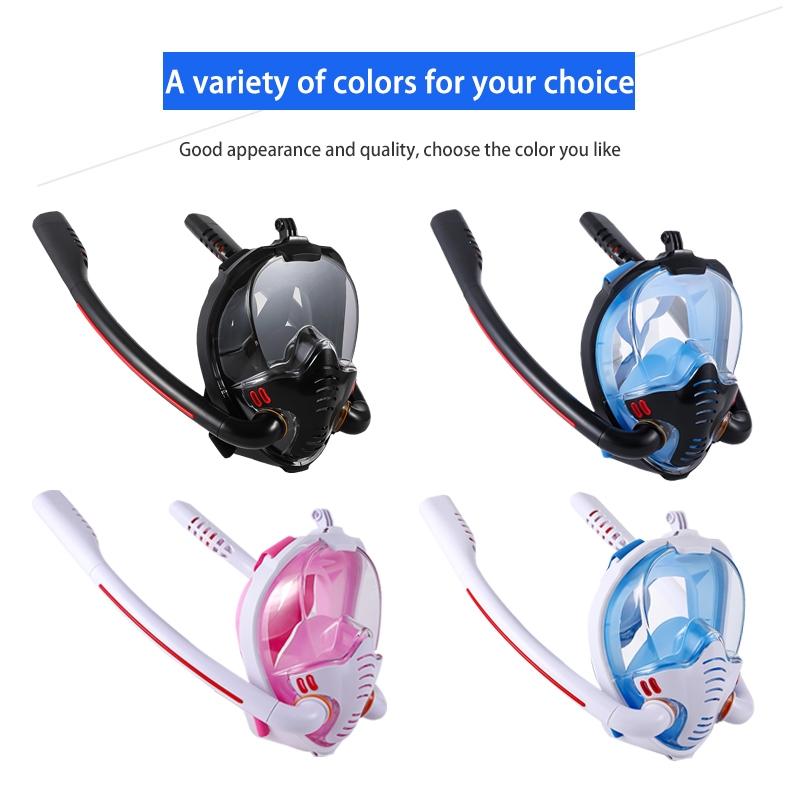 Full Dry Silicone Snorkel Mask for Adults - Double Tube Size l / Xl - White/Blue