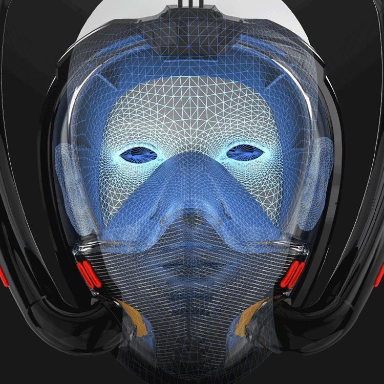Full Dry Silicone Snorkel Mask for Adults - Double Tube Size l / Xl - White/Blue