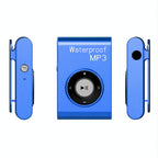 Waterproof Mp3 Player For Swimming & Diving 8Gb Memory Fm Radio Clip & Earphones - Blue