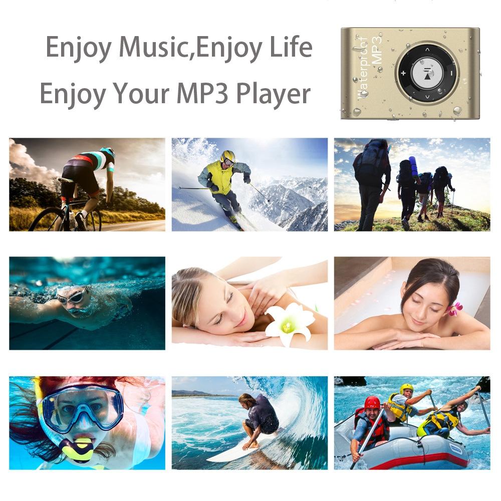 Waterproof Mp3 Player For Swimming & Diving 8Gb Memory Fm Radio Clip & Earphones - Blue