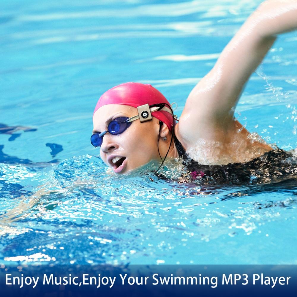 Waterproof Mp3 Player For Swimming & Diving 8Gb Memory Fm Radio Clip & Earphones - Blue