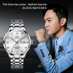 Waterproof Quartz Watch with Diamond Roman Scale for Men - Blue + Gold
