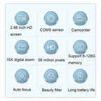 Portable 16X Zoom Hd Digital Camera With 2.88 Ips Screen - Green