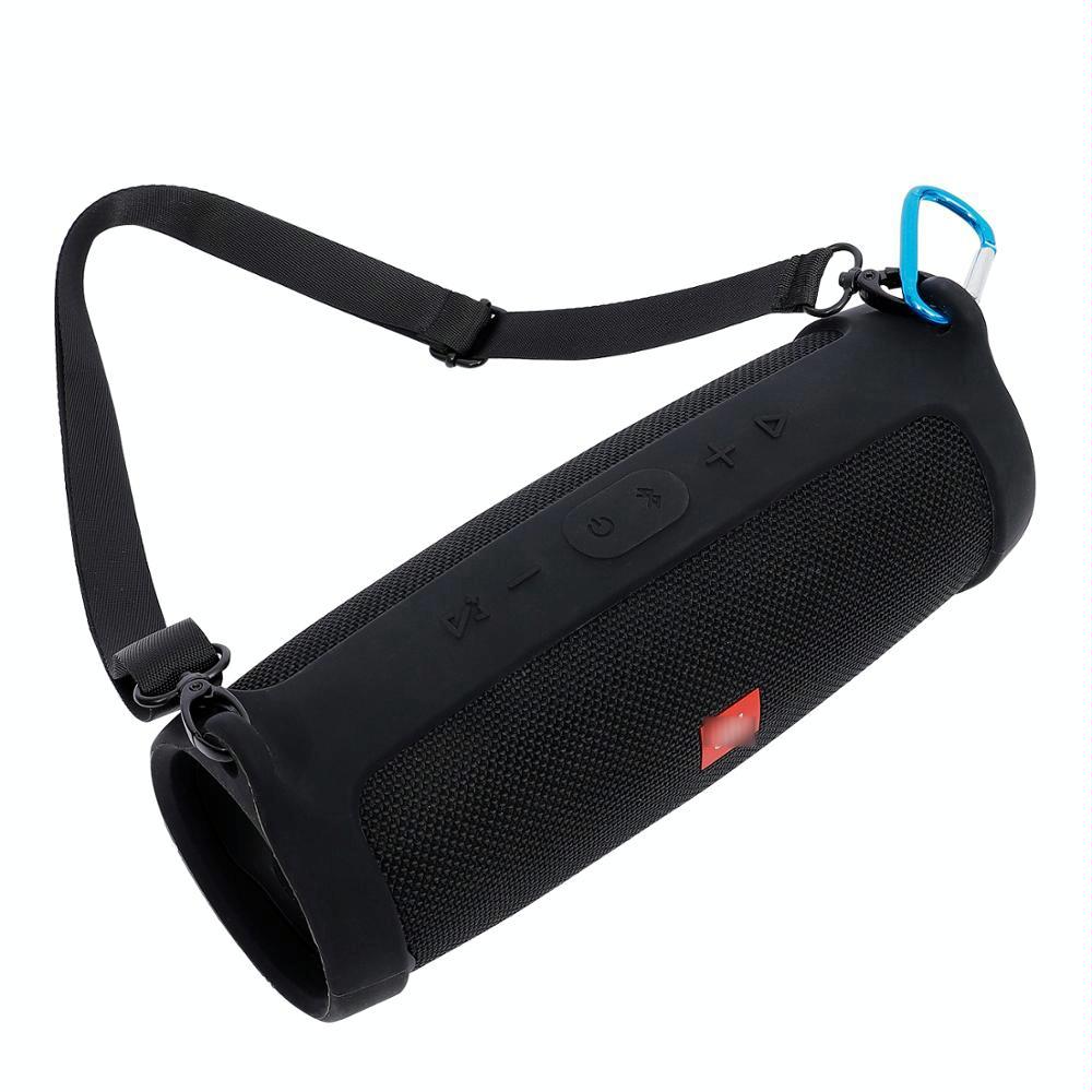 Jbl Charge 4 Speaker Cover with Strap & Carabiner - Portable Silicone Protection - Black