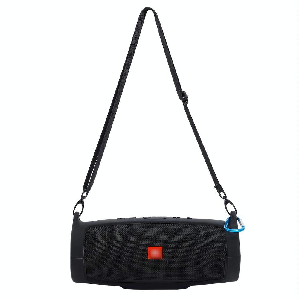 Jbl Charge 4 Speaker Cover with Strap & Carabiner - Portable Silicone Protection - Black