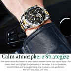 Waterproof Mechanical Watch for Men - Multifunctional - Green + Gold