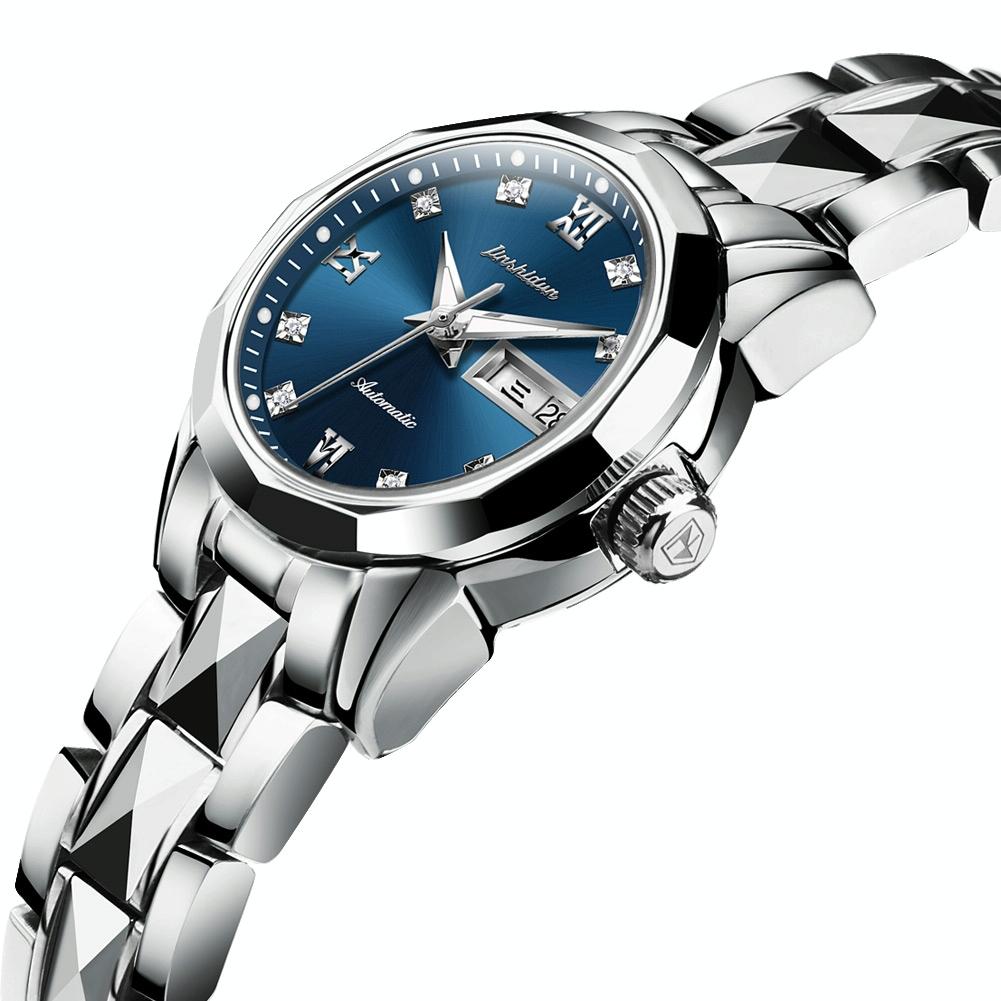 Stylish Waterproof Luminous Women Automatic Watch - 8813 - Silver White
