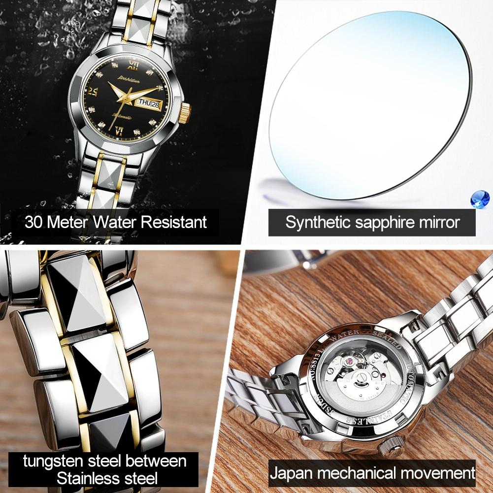 Stylish Waterproof Luminous Women Automatic Watch - 8813 - Silver White