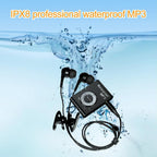 Waterproof Mp3 Player For Swimming & Diving 8Gb Memory Fm Radio Clip & Earphones - Gold