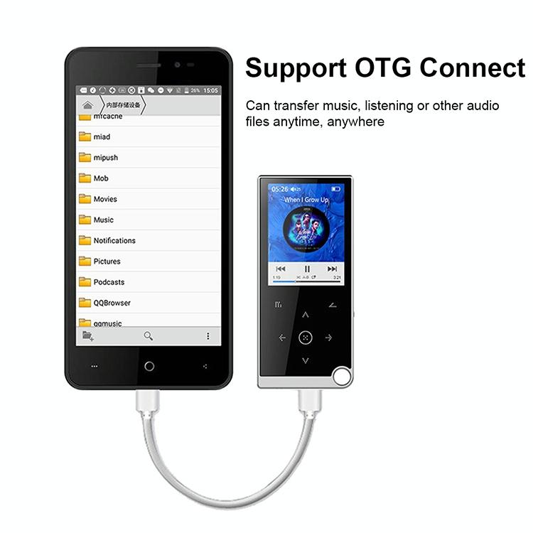 2.4 Inch Touch Mp4 / Mp3 Player 16Gb Memory E Book / Alarm / Timer No Bluetooth - Silver Grey