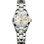 Stylish Waterproof Luminous Women Automatic Watch - 8813 - Silver Gold White