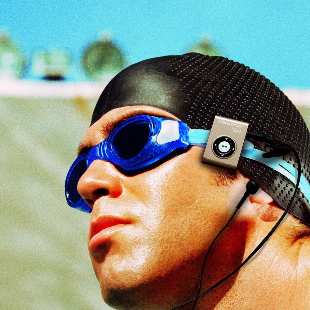 Waterproof Mp3 Player For Swimming & Diving 8Gb Memory Fm Radio Clip & Earphones - Orange