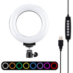 10 Mode Rgbw Led Ring Light with Tripod and Ball Head - 4.7 Inch Curved Surface - Pink