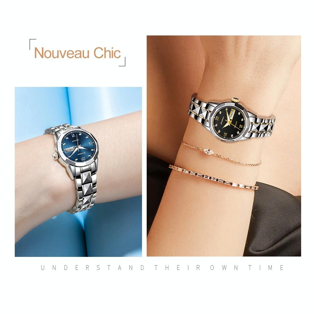 Stylish Waterproof Luminous Women Automatic Watch - 8813 - Silver Gold Black
