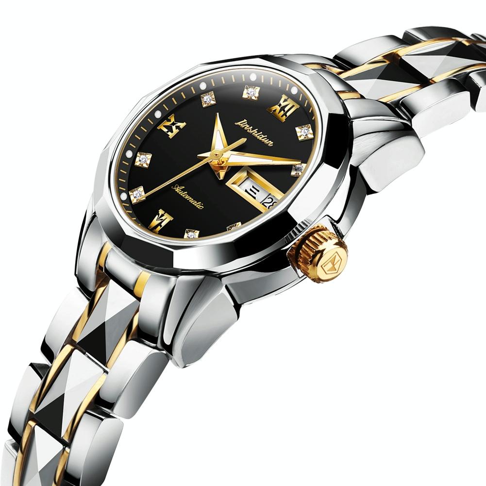 Stylish Waterproof Luminous Women Automatic Watch - 8813 - Silver Gold Black