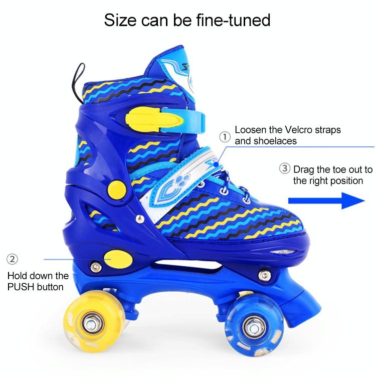 Kids Double-row Roller Skates - Full-flash White Size s - Pink