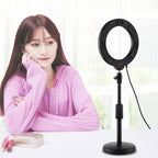 10 Mode Usb Led Ring Light with Tripod and Ball Head - 6.2 Inch Diameter - Pink