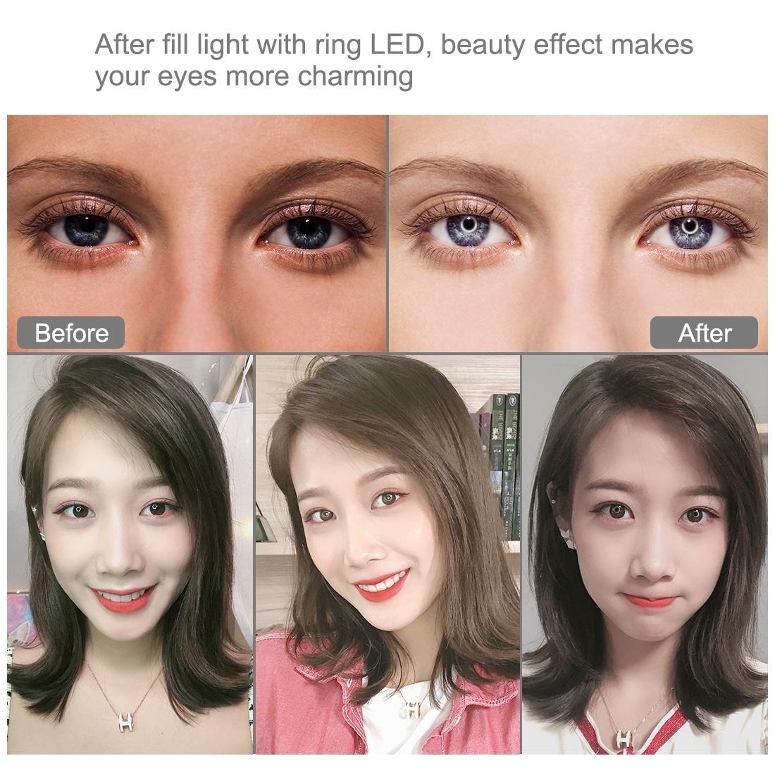 10 Mode Usb Led Ring Light with Tripod and Ball Head - 6.2 Inch Diameter - Pink