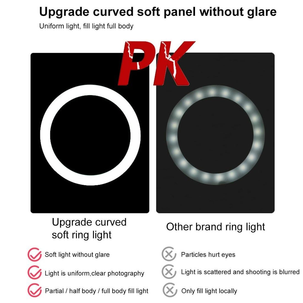 10.2 Led Ring Light with Tripod and Phone Clamp - 3 Modes Dual Colour Temperature Dimmable - Pink